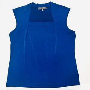 Kasper Navy Blue Square-Neck Sleeveless Blouse